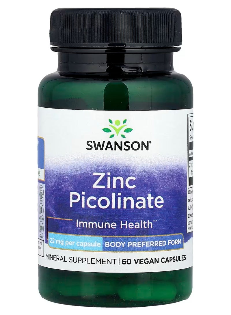 سوانسون بيكولينات الزنك، 22 ملغ، 60 كبسولة نباتية - Image 1