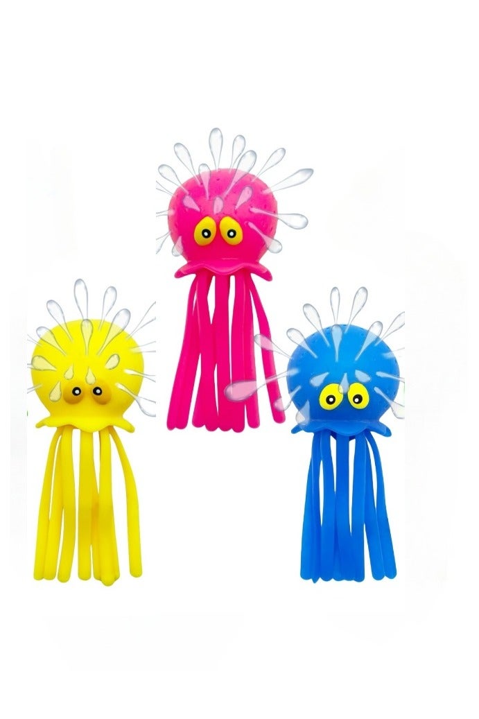 joybuy 3 Pieces Octopus Water Balls,Rubber Kids’ Bath Toys, Sensory Stress Relief Pool Toys for Kids, Cute Goodie Bag Fillers for Boys and Girls, Pink, Blue and Green - Image 1