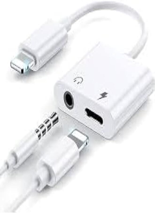 2 in 1 iPhone Adapter Connector with Charger Input and Headphone Jack with Phone Charging and High Definition Audio Transmission at the Same Time From iPhone 7 to 15pro max