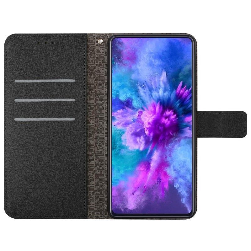 HuHa Case Cover For Tecno Camon 40 Pro 5G Rhombic Grid Texture Leather Phone Case(Black) - Image 3