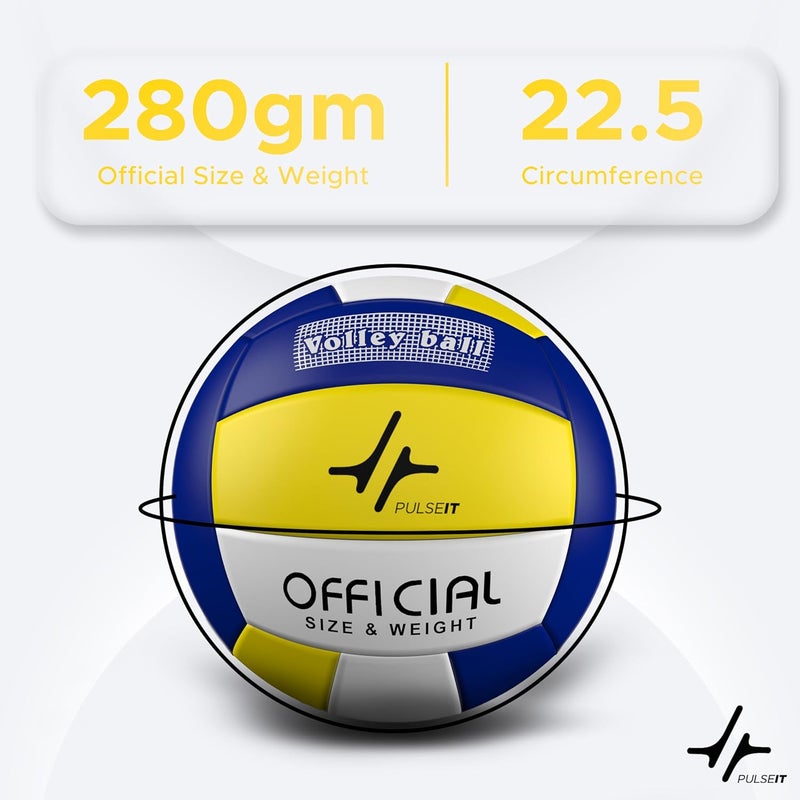 PulseITServeX Volleyball, Size 5, 18 Panels, Rubber Machine Stitched, Smooth Matt Surface, Latex Bladder, Standard Training Ball for Outdoor Surfaces, Ideal for Training Sessions (BYW) - Image 3