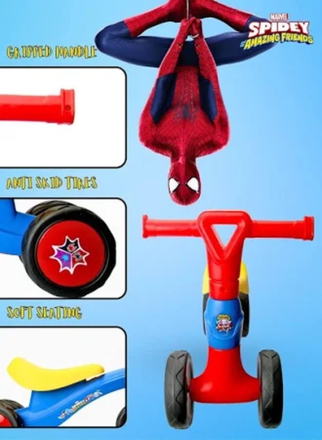مارفل ألعاب ركوب سبايدرمان للأطفال، سكوتر للأطفال، هدية للأولاد، دراجة توازن مضادة للانزلاق بدون دواسة، دراجة للأطفال الصغار، من سنتين إلى 4 سنوات، لون أحمر - Image 3