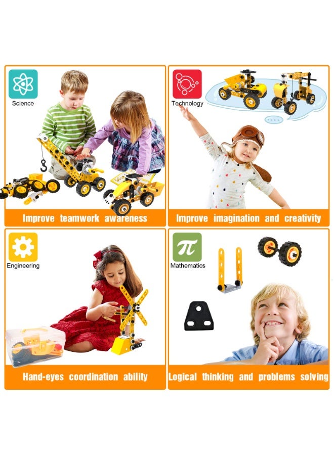 HALAMODO Children'S STEAM Educational Building Blocks Set , With Nuts And Bolts For Assembly , 8 in 1 Early Learning Toy Kit, Cultivate Hands-On Ability & Hand-Eye Coordination, Ideal Intelligent Toy Gift For Boys Girls and Party Favor, Promotes Parent-Child Interaction, Yellow/Black - Image 5