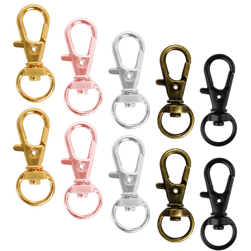 cnomg 50 pcs Swivel Clasps Lanyard Snap Hookcnomg Metal Swivel Lanyard Snap Hook Lobster Claw Clasp MultiColor