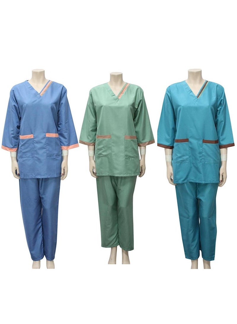 1home - Housemaid Uniform Maid  Nanny Scrub Suit 3 piece set - Image 1