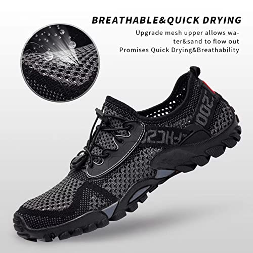 SOBASO Man Women Water Shoes Beach Swim Aqua Shoes for Surf Yoga River Boating Sailing Kayaking Travel Grey Black - Image 2
