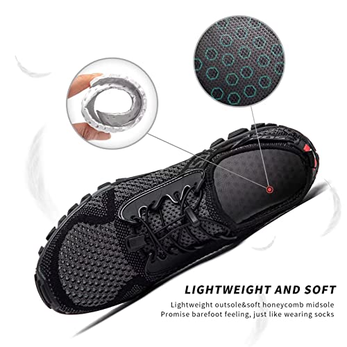 SOBASO Man Women Water Shoes Beach Swim Aqua Shoes for Surf Yoga River Boating Sailing Kayaking Travel Grey Black - Image 3