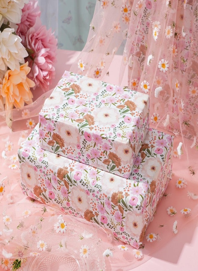 ZINTBIAL White and Pink Floral Wrapping Paper Roll for Wedding, Bridal Shower, Birthday - Peonies and Daisies Design, 17x16.5 Feet with Cut Lines, Gift Wrap for Mother's Day - Image 3