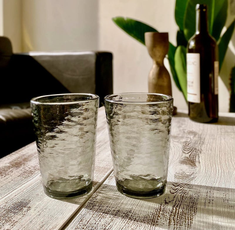 MARCUS HOME KLIFA- RIPPLE- 16 ounce, Set of 6, Acrylic Tumbler Drinking Glasses Cups, BPA-Free, Stackable Plastic Drinkware, Dishwasher Safe, Gray-Black - Image 4
