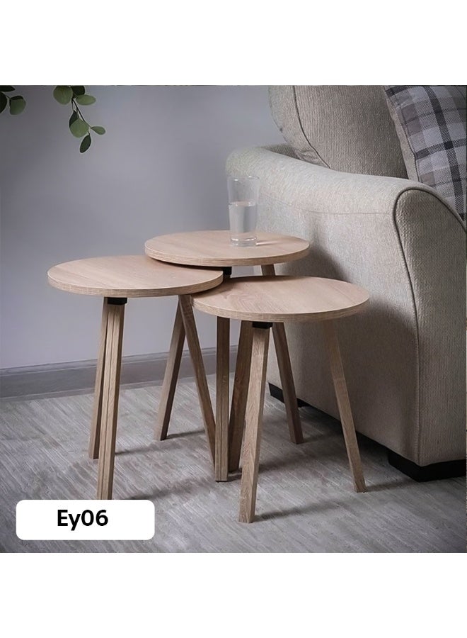 Living Modern Nesting Round Wooden Table Set (3 Pieces) – Versatile Design - Image 1
