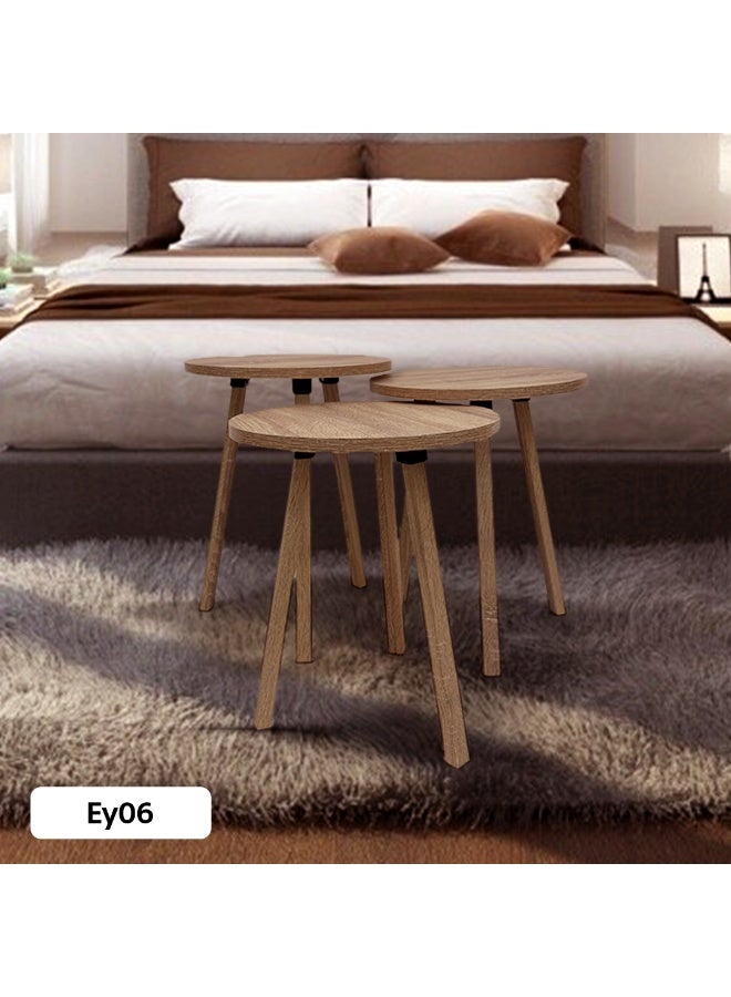 Living Modern Nesting Round Wooden Table Set (3 Pieces) – Versatile Design - Image 2