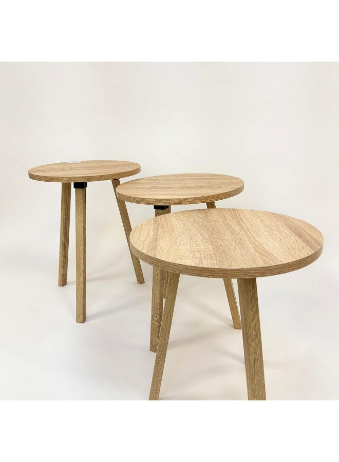 Living Modern Nesting Round Wooden Table Set (3 Pieces) – Versatile Design - Image 3