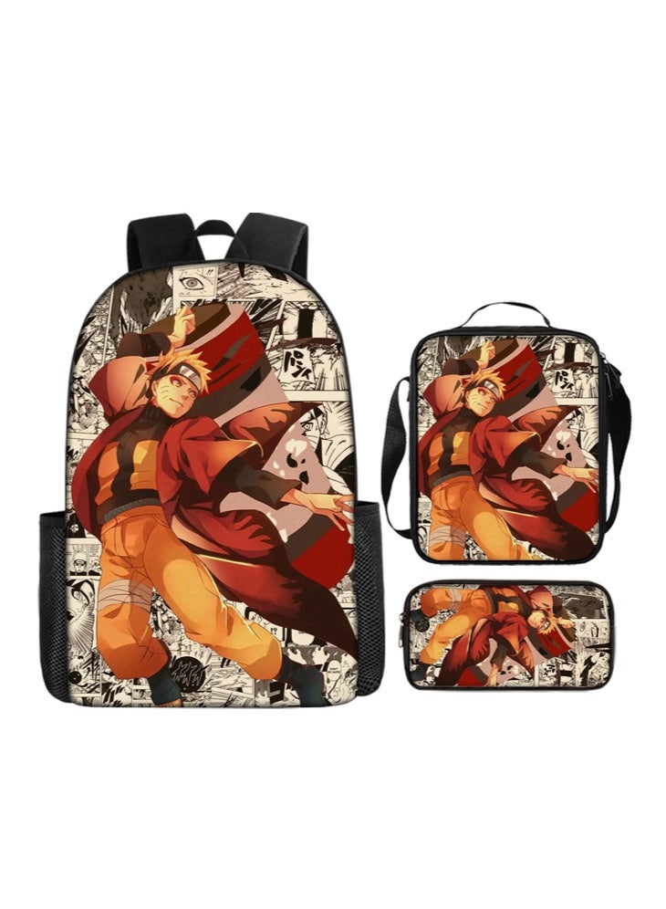 Naruto backpack pencil case satchel three-piece suit men and women leisure sports travel backpack student school backpack - Image 1