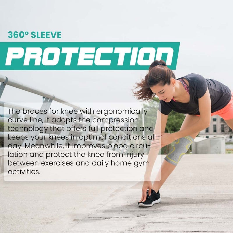 Modvel Compression Knee Brace for Women & Men, 2-Pack Knee Brace for Running Knee Pain, Knee Support Compression Sleeve, Workout Sports Knee Braces for Meniscus Tear, ACL & Arthritis Pain Relief - Image 2