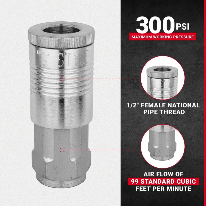 Milton S-1815 1/2" FNPT G Style Coupler - Image 2