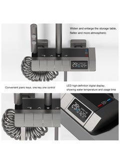 XiuWoo Shower System with LED Digital Display Shower Faucet Set Wall Mount Rain Mixer Shower Combo Set 4 Way Shower Fixture with Rain Shower Head,3 Mode Handheld Shower,Bidet Shower,Tub Spout Grey  - Image 3