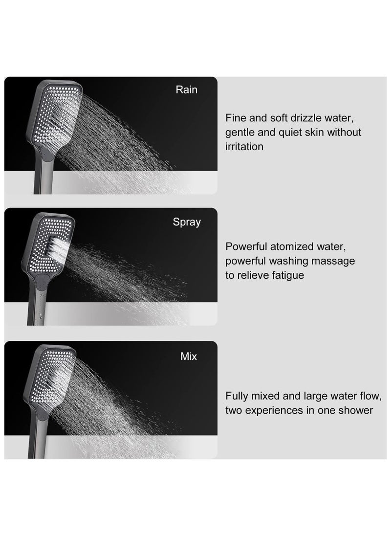 XiuWoo - Shower System with LED Digital Display Shower Faucet Set Wall Mount Rain Mixer Shower Combo Set 4 Way Shower Fixture with Rain Shower Head,3 Mode Handheld Shower,Bidet Shower,Tub Spout Grey - Image 1