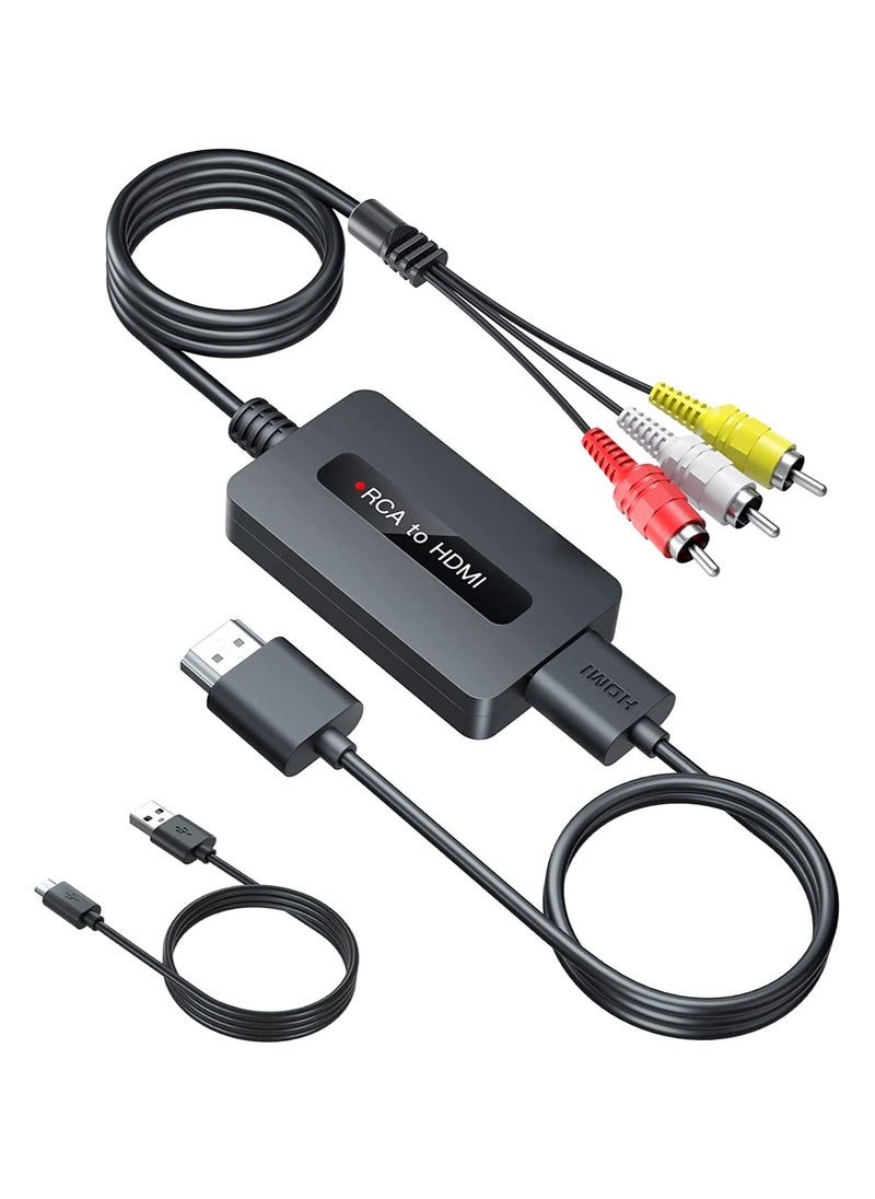KASTWAVE - Male RCA to HDMI Cable Converter with HDMI and RCA Cables, CVBS Composite AV to HDMI Converter, RCA in HDMI Out Adapter, Full HD 720P/ 1080P Output Switch for DVD, STB, Roku with Female RCA Output - Image 1