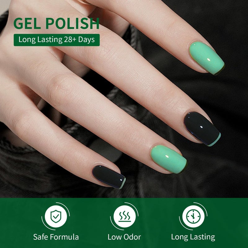 JODSONE 10ml Green Gel Nail Polish 6Pcs Gel Nail Polish Set All Seasons Neutral Soak off U V Lamp Manicure Set for Nail Art Collection St. Patrick's Day Gift for Her - Image 4