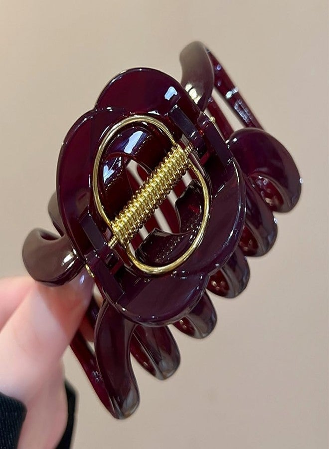 Melodio Red Hair Claw Clips for Women & Girls | Vintage Style Non-Slip Hair Clips for Thick Hair (9cm) | Strong Hold Plastic Hair Barrettes | Fashion Hair Accessories - Image 4