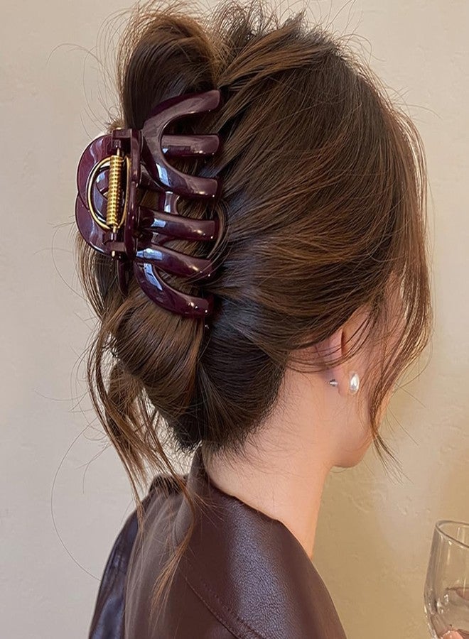 Melodio Red Hair Claw Clips for Women & Girls | Vintage Style Non-Slip Hair Clips for Thick Hair (9cm) | Strong Hold Plastic Hair Barrettes | Fashion Hair Accessories - Image 5