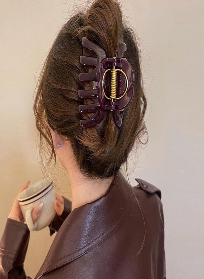 Melodio Red Hair Claw Clips for Women & Girls | Vintage Style Non-Slip Hair Clips for Thick Hair (9cm) | Strong Hold Plastic Hair Barrettes | Fashion Hair Accessories - Image 2