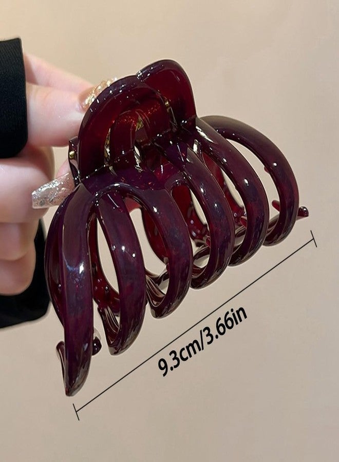 Melodio Red Hair Claw Clips for Women & Girls | Vintage Style Non-Slip Hair Clips for Thick Hair (9cm) | Strong Hold Plastic Hair Barrettes | Fashion Hair Accessories - Image 3