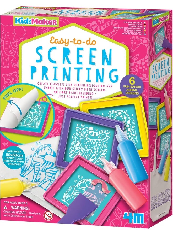 4m KidzMaker Easy to Do Screen Printing Kit, Silk Screen Design on Fabric Printing Kit, Arts and Crafts Set for Boys and Girls Ages 5-14 Years - Image 1