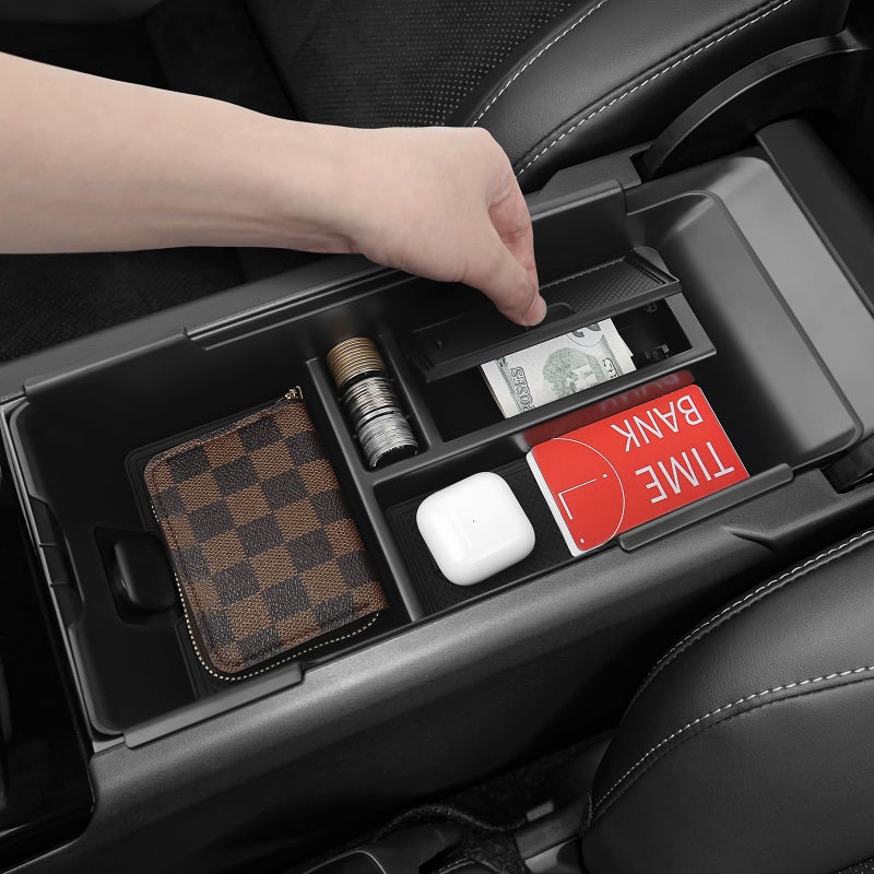 Bercicci 3PCS Center Console Organizer Compatible with Toyota 2025 2026 Camry Accessories Silicone Wireless Charging Anti-Slip Mat ABS Material Armrest Secondary Storage Box - Image 4
