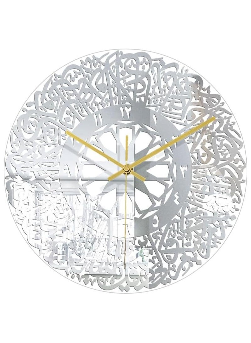 ريبنيو ساعة حائط فنية إسلامية - تصميم مسجد وقمر لغرفة المعيشة أو المكتب، 60×60 سم - Image 1