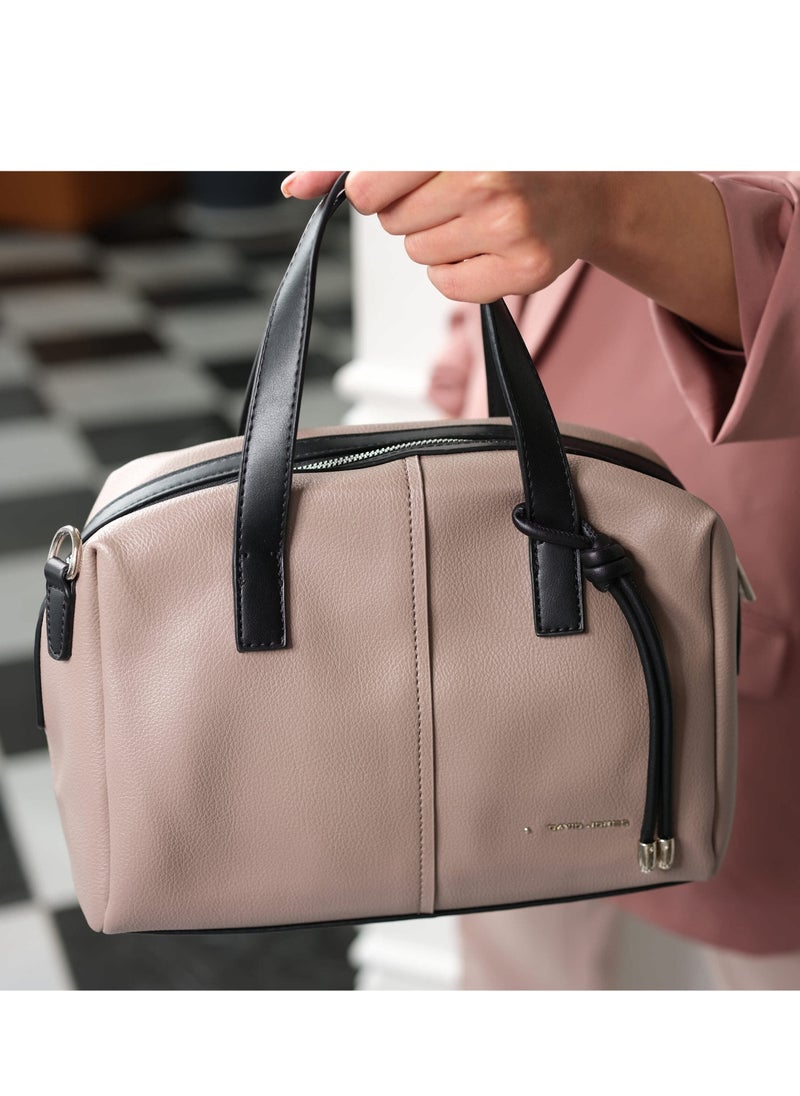 David Jones - David Jones Handbags for Women Purse Faux Leather Satchel Bags Stylish Tote Bags Shoulder Bag Ladies Handbag Color TAUPE - Image 1