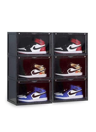 6 Pcs Stackable Shoe Storage Box, Side Open Black - pzsku/Z2AAEB8098F6E40605AE9Z/45/1746219954/fc66d9bf-d5c1-408f-aa68-bdc8705d69be