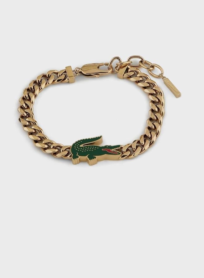 LACOSTE Arthor Collection Chain Bracelet For Men In Yellow Gold With A Crocodile-Shaped Charm - 2040227 - Image 1
