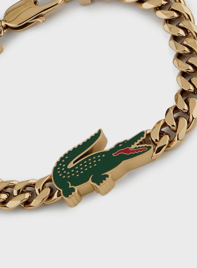 LACOSTE Arthor Collection Chain Bracelet For Men In Yellow Gold With A Crocodile-Shaped Charm - 2040227 - Image 4