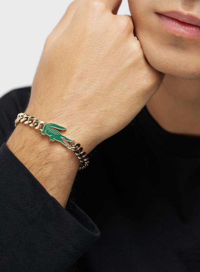 LACOSTE Arthor Collection Chain Bracelet For Men In Yellow Gold With A Crocodile-Shaped Charm - 2040227 - Image 2