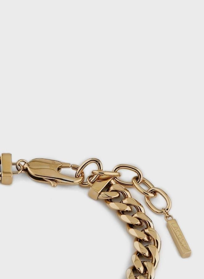 LACOSTE Arthor Collection Chain Bracelet For Men In Yellow Gold With A Crocodile-Shaped Charm - 2040227 - Image 3