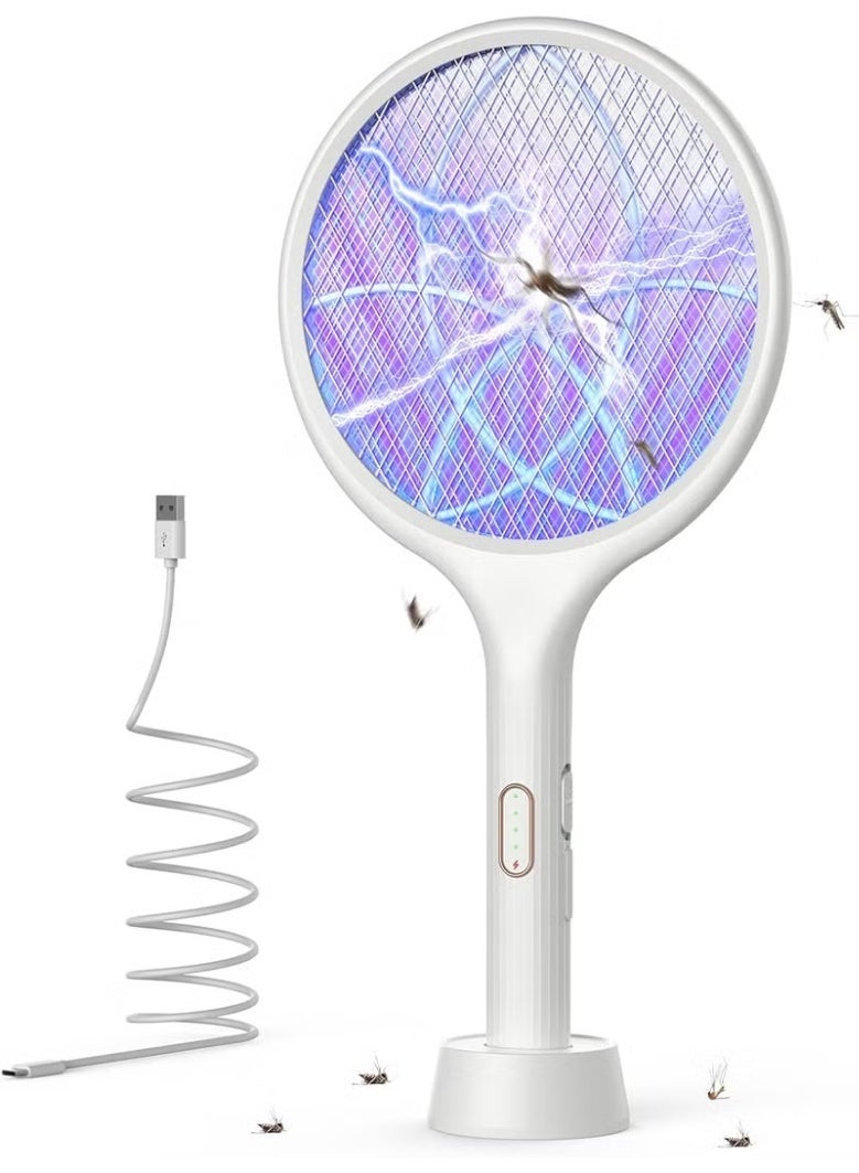 YISSVIC Rechargeable 3000V Electric Bug Zapper Racket USB Mosquito Swatter Powerful Fly Insect Killer with Triple Layer Safety Mesh Portable Indoor Outdoor Home Camping Travel Use - Image 1
