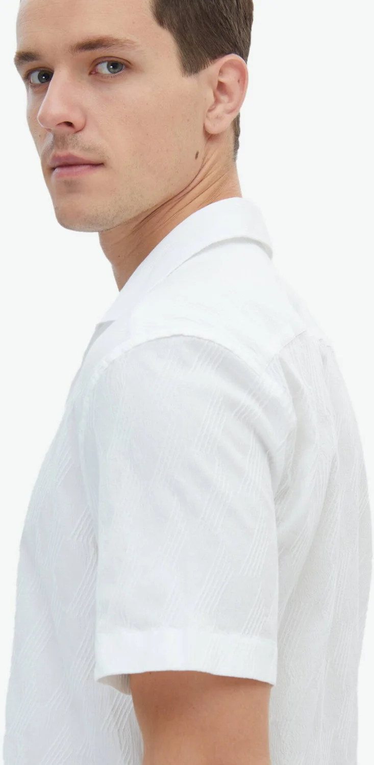كيب White Patterned Regular Fit Woven Casual Cotton Blend Shirt
