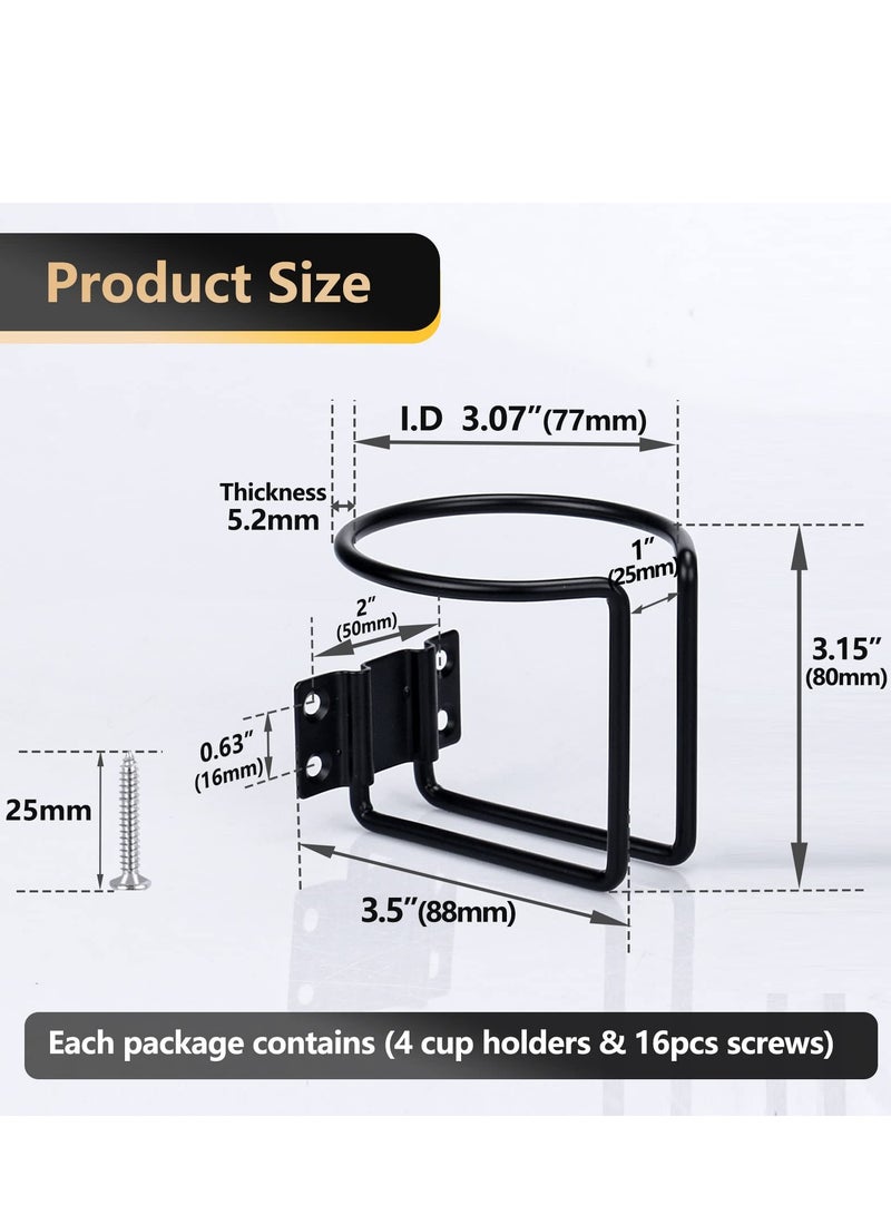 SYOSI Boat Cup Holder Stainless Steel Universal Drink Holders Black Coating Ring Cup Holders Suitable Universal Drinks Holders For Marine Yacht Truck Rv Metal Cup Holder  - Image 4