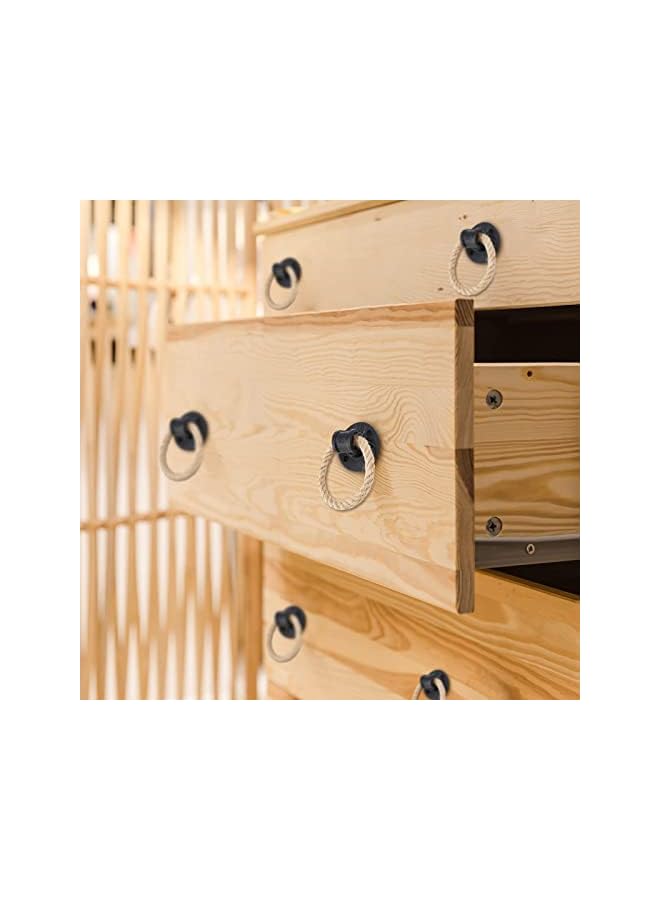 promass Door Knob Rustic Rope Handles Cabinet Pull Hardware Big Drop Ring Drawer Pull Hemp Knob Antique Black Knobs Handles Hardware - Image 4