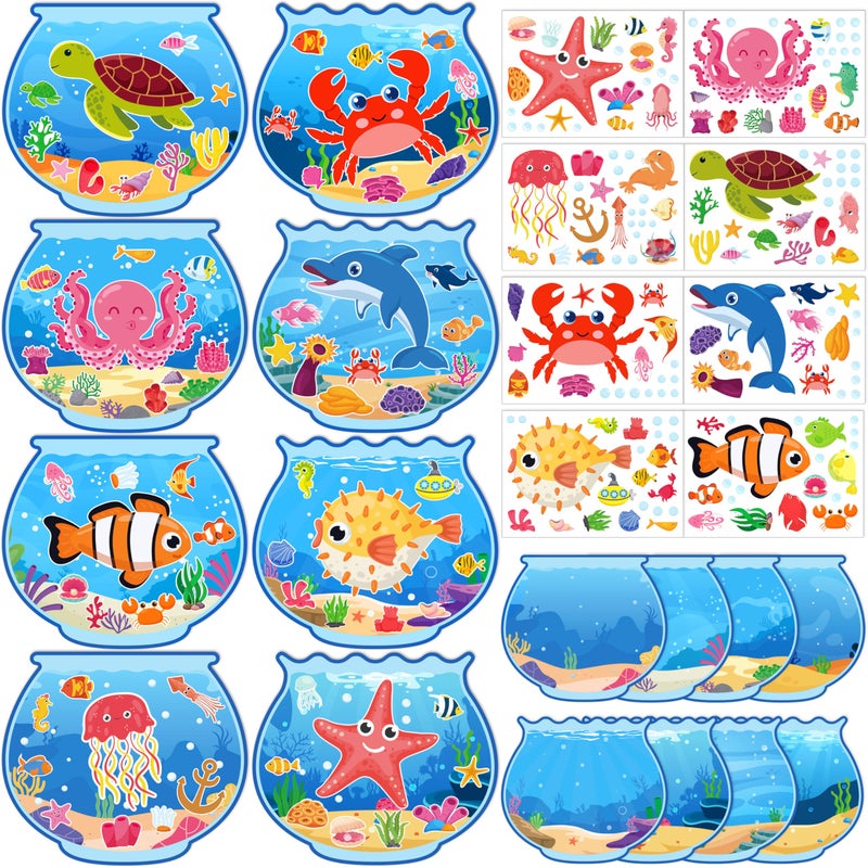 80UncleKimby 32pcs Summer Activities Crafts for Kids Under the Sea Ocean Animal Stickers Kits Bulk Make Your Own Scene Art DIY for Party Games Classroom - Image 2