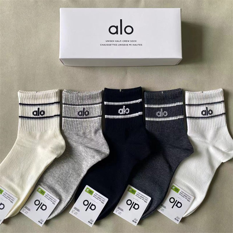 ALO Yoga Cotton Socks, Breathable Casual Sports Socks for All Seasons - Image 2