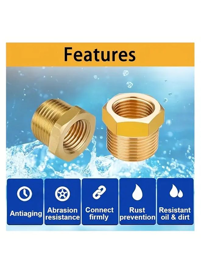 6pcs Brass Threaded Adapter 3 4 to 1 2 NPT Male Female Plumbing Fittings - Image 5