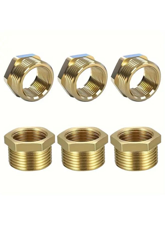 6pcs Brass Threaded Adapter 3 4 to 1 2 NPT Male Female Plumbing Fittings - Image 1