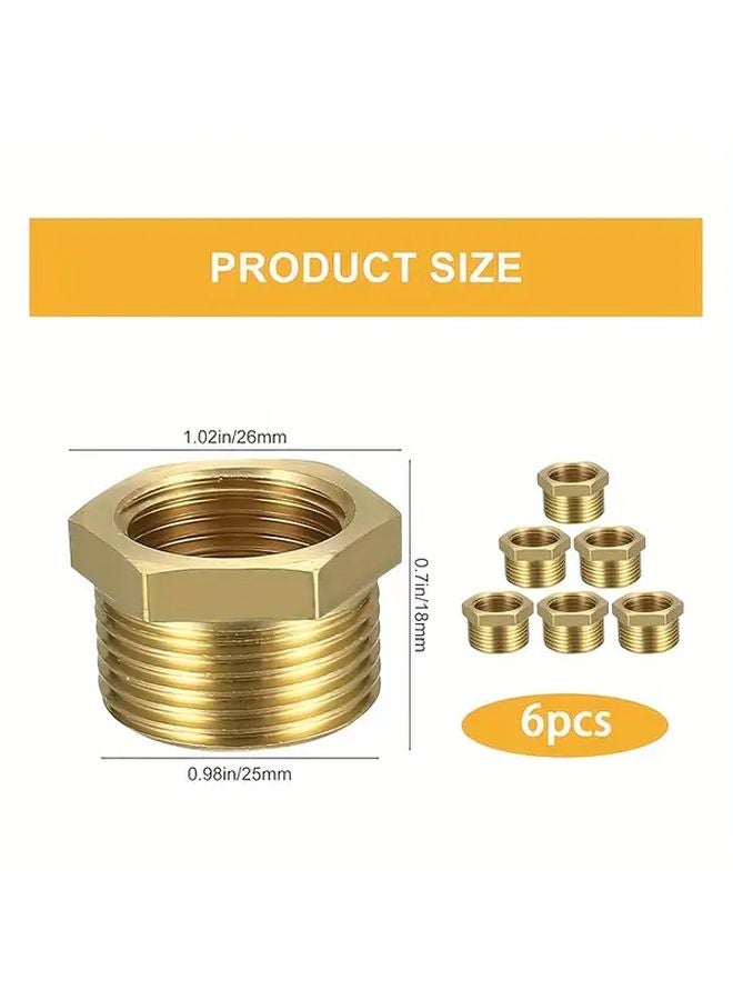 6pcs Brass Threaded Adapter 3 4 to 1 2 NPT Male Female Plumbing Fittings - Image 4