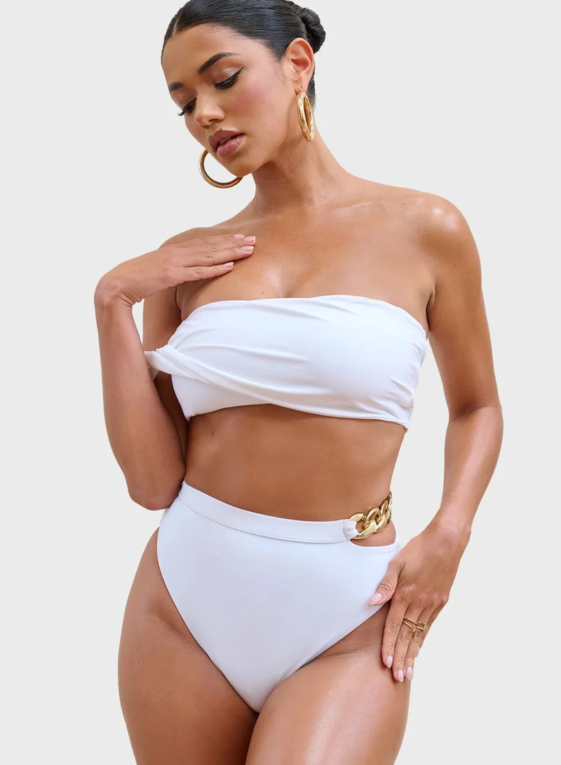 Club L London Bardot Draped Bikini Top