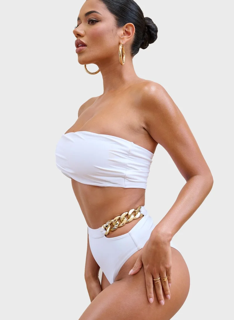 Club L London Bardot Draped Bikini Top