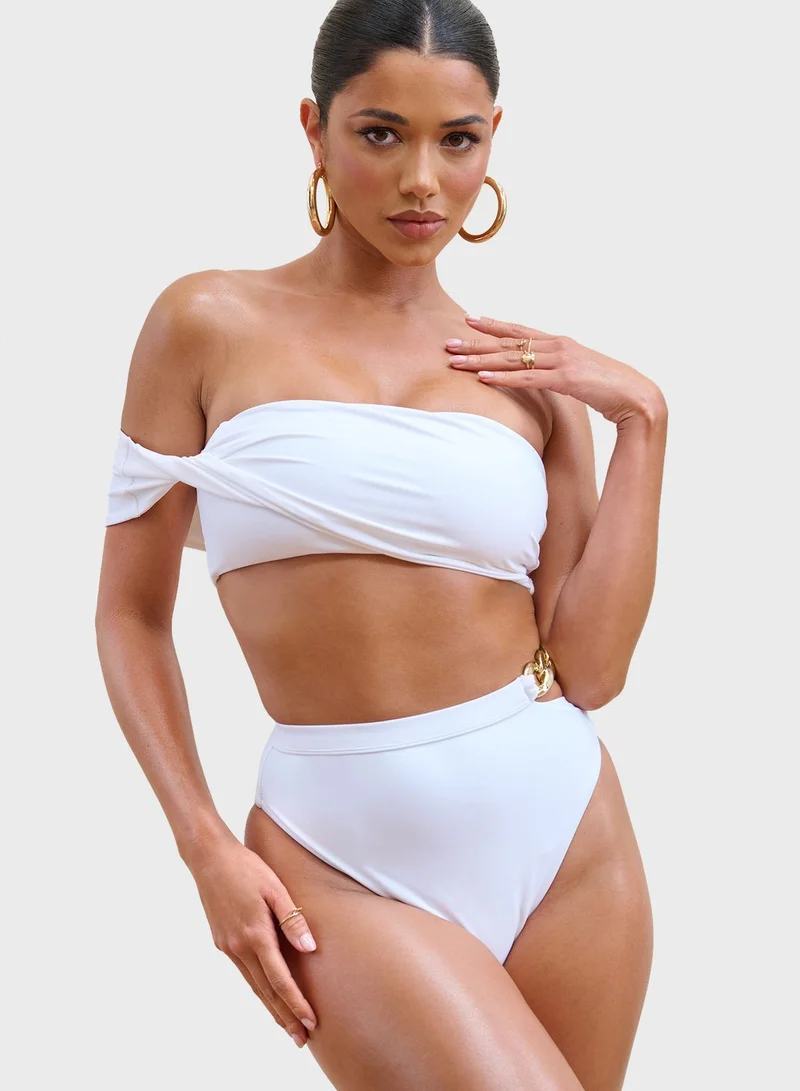 Club L London Bardot Draped Bikini Top