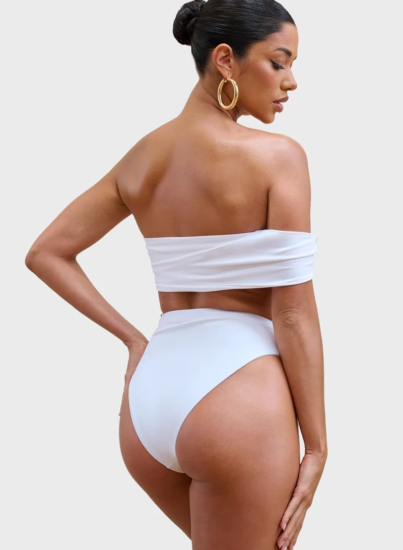 Club L London Bardot Draped Bikini Top
