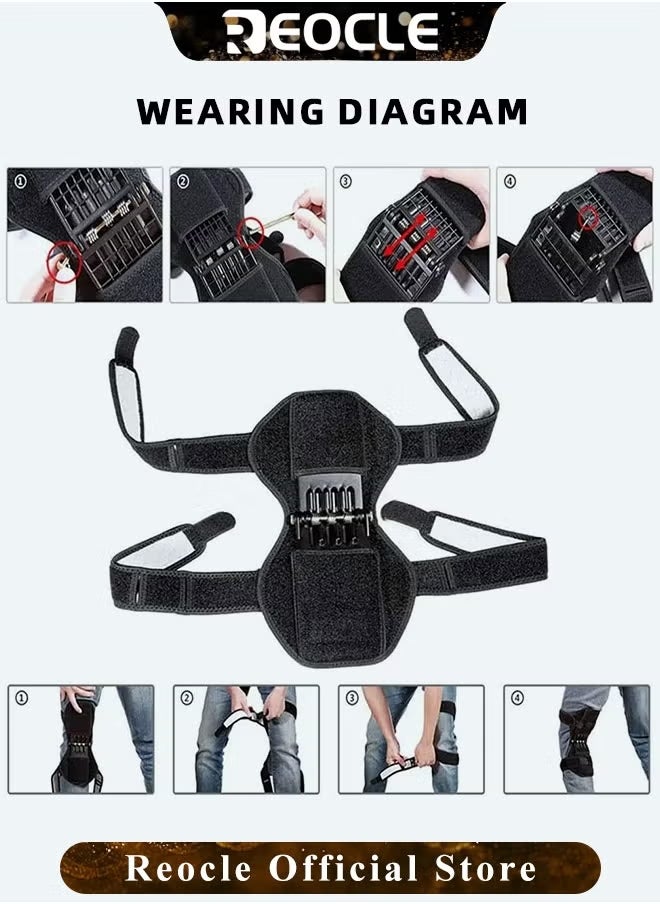 ريوكل دعامة الركبة قطعتين، دعامة حماية الركبة، وسادة تثبيت الركبة، دعامة رفع الركبة بقوة للساقين الضعيفة والساق الباردة القديمة والرياضة والتدريب والقرفصاء - Image 5